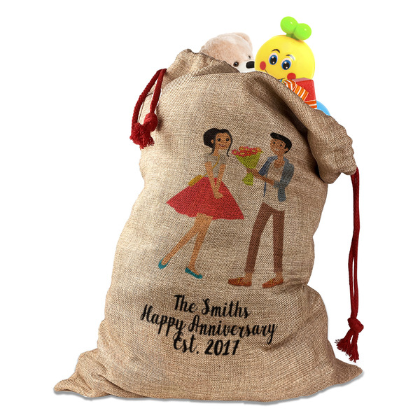 Happy Anniversary Santa Bag - Front (stuffed w toys) PARENT