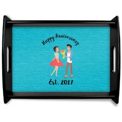 Happy Anniversary Black Wooden Tray - Large (Personalized)