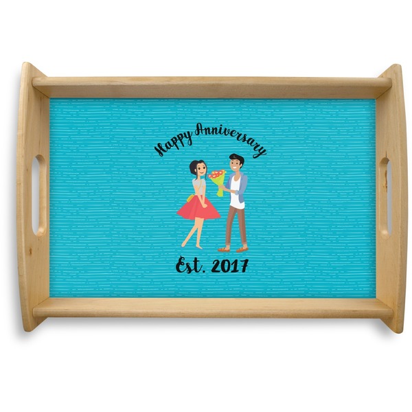 Custom Happy Anniversary Natural Wooden Tray - Small (Personalized)