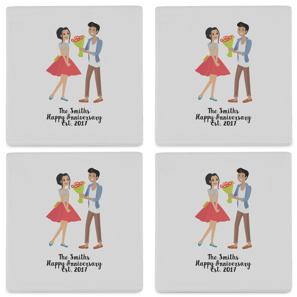 Happy Anniversary Set of 4 Sandstone Coasters - See All 4 View