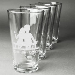 Happy Anniversary Pint Glasses - Engraved (Set of 4) (Personalized)