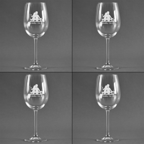 Happy Anniversary Set of Four Personalized Wineglasses (Approval)