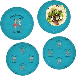 Happy Anniversary Set of 4 Glass Lunch / Dinner Plate 10" (Personalized)