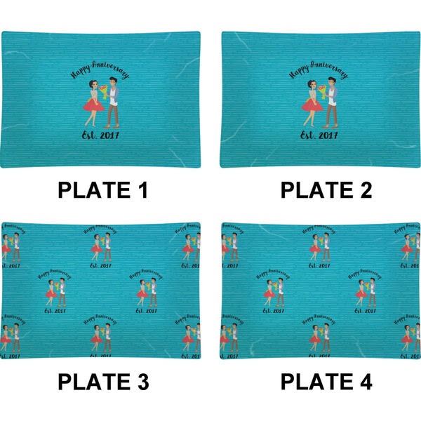 Happy Anniversary Set of Rectangular Appetizer / Dessert Plates (Approval)