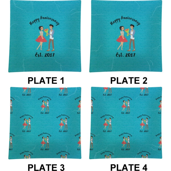 Happy Anniversary Set of Square Dinner Plates (Approval)