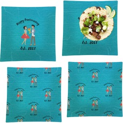 Happy Anniversary Set of 4 Glass Square Lunch / Dinner Plate 9.5" (Personalized)