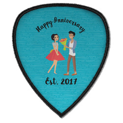 Happy Anniversary Iron on Shield Patch A w/ Couple's Names