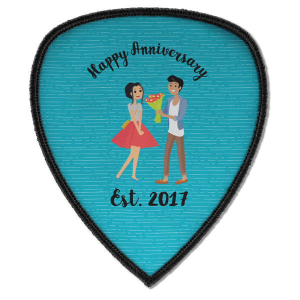 Custom Happy Anniversary Iron on Shield Patch A w/ Couple's Names