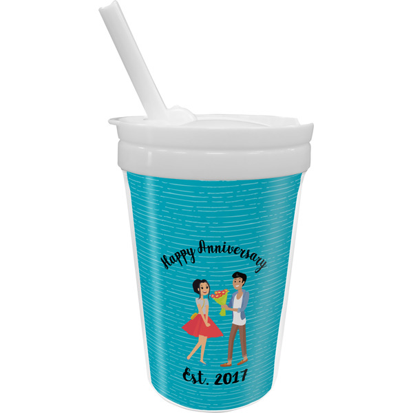 Custom Happy Anniversary Sippy Cup with Straw (Personalized)