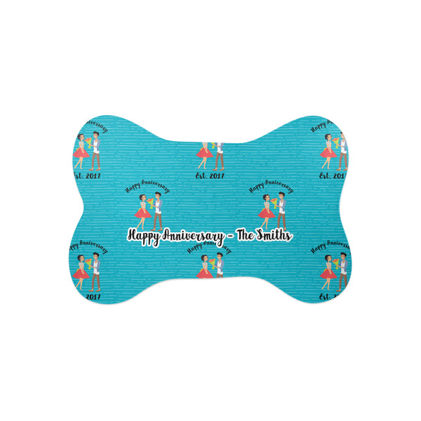 Custom Happy Anniversary Bone Shaped Dog Food Mat (Small) (Personalized)
