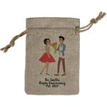 Happy Anniversary Small Burlap Gift Bag - Front (Personalized)
