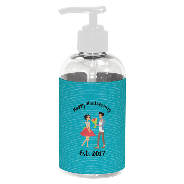 Custom Happy Anniversary Plastic Soap / Lotion Dispenser (8 oz - Small - White) (Personalized)