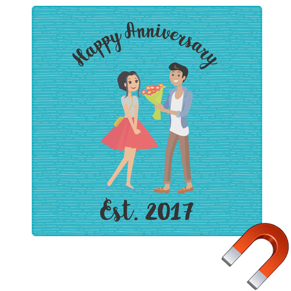 Custom Happy Anniversary Square Car Magnet - 6" (Personalized)