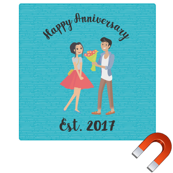 Custom Happy Anniversary Square Car Magnet - 10" (Personalized)