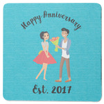Happy Anniversary Square Rubber Backed Coaster (Personalized)