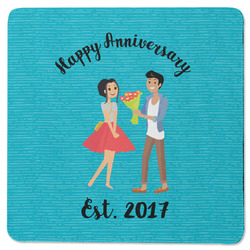 Happy Anniversary Square Rubber Backed Coaster (Personalized)
