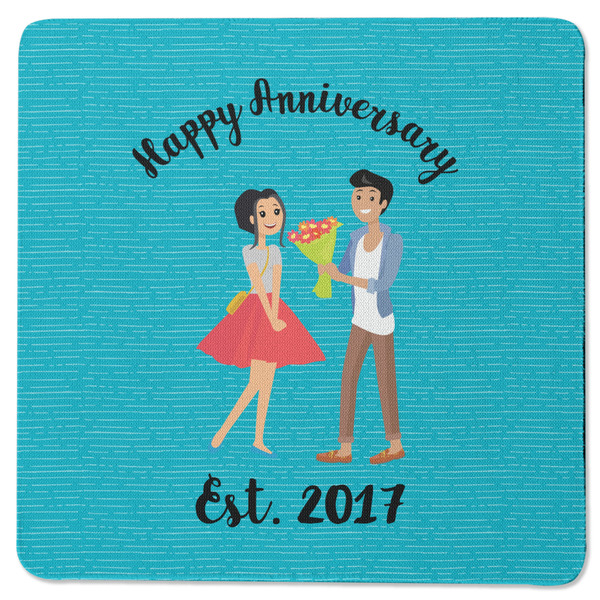Happy Anniversary Square Coaster Rubber Back - Single