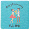 Happy Anniversary Square Rubber Backed Coaster (Personalized)