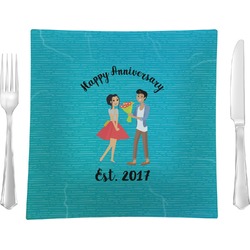 Happy Anniversary Glass Square Lunch / Dinner Plate 9.5" (Personalized)