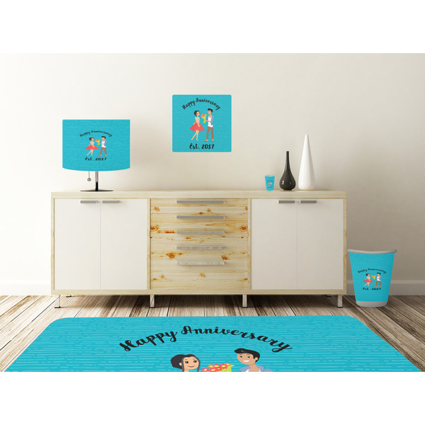 Happy Anniversary Square Wall Decal Wooden Desk