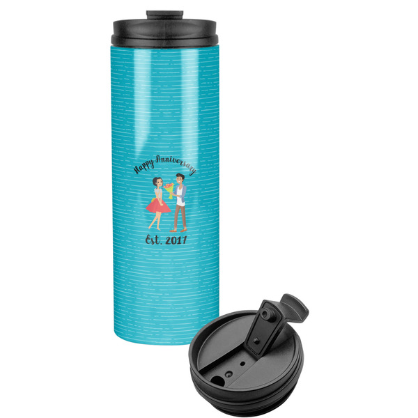 Custom Happy Anniversary Stainless Steel Skinny Tumbler (Personalized)