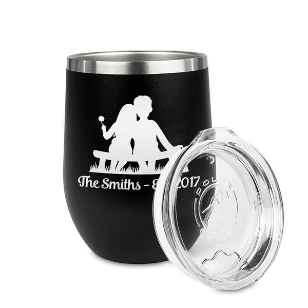 Happy Anniversary Stainless Wine Tumblers - Black - Double Sided - Alt View