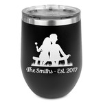 Happy Anniversary Stemless Stainless Steel Wine Tumbler - Black - Single Sided (Personalized)