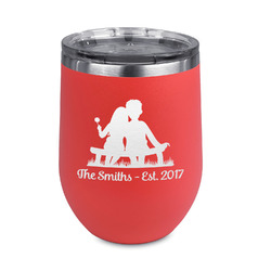 Happy Anniversary Stemless Stainless Steel Wine Tumbler - Coral - Double Sided (Personalized)
