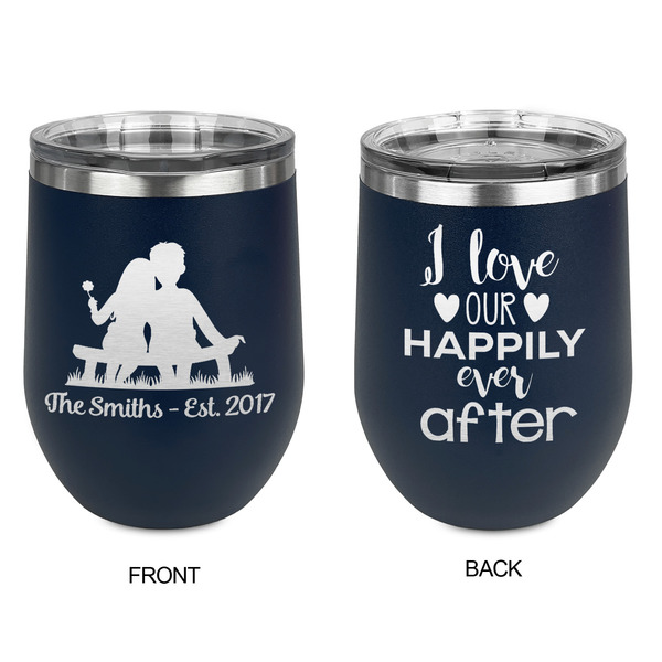 Happy Anniversary Stainless Wine Tumblers - Navy - Double Sided - Approval