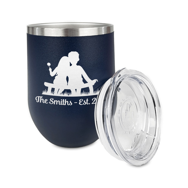Happy Anniversary Stainless Wine Tumblers - Navy - Single Sided - Alt View