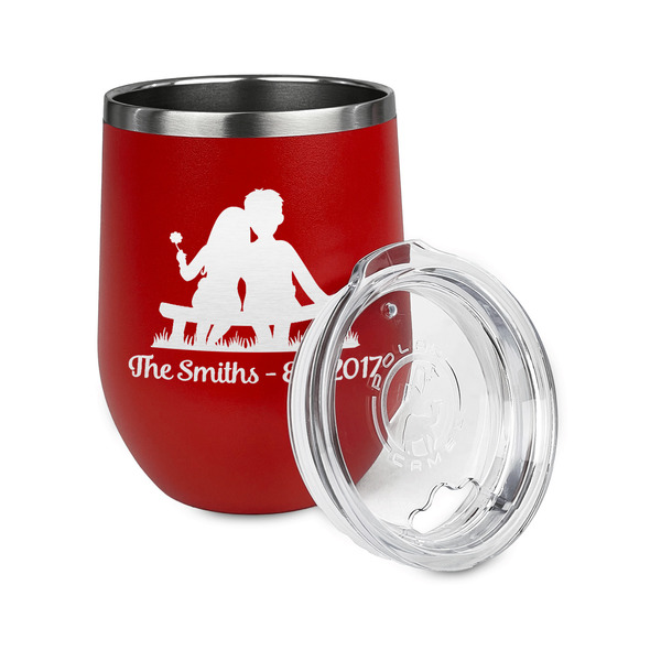 Happy Anniversary Stainless Wine Tumblers - Red - Single Sided - Alt View
