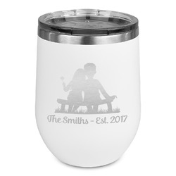 Happy Anniversary Stemless Stainless Steel Wine Tumbler - White - Double Sided (Personalized)