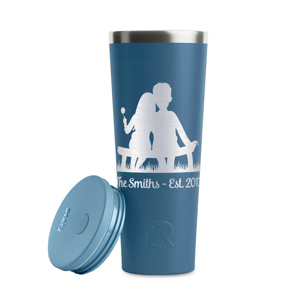 Happy Anniversary Steel Blue RTIC Everyday Tumbler - 28 oz. - Lid Off