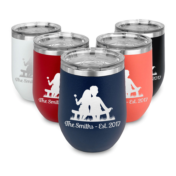 Happy Anniversary Steel Wine Tumblers Multiple Colors