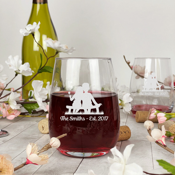 Happy Anniversary Stemless Wine Glass - In Context
