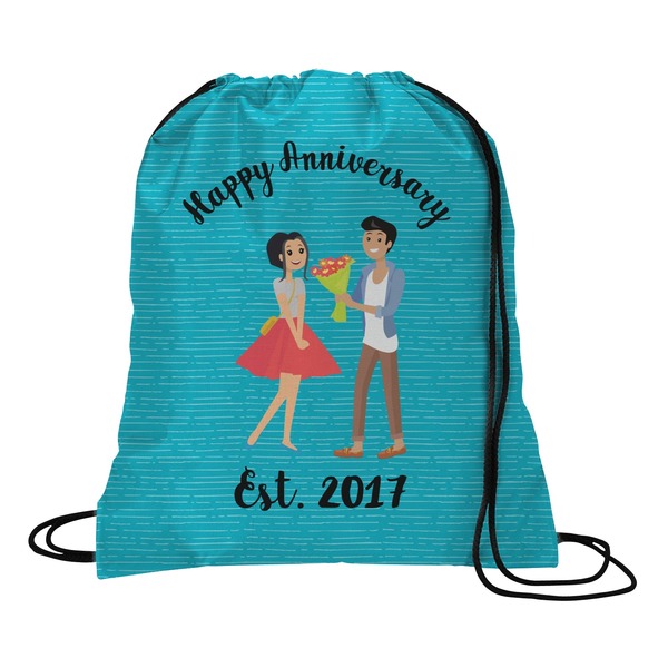 Custom Happy Anniversary Drawstring Backpack - Large (Personalized)
