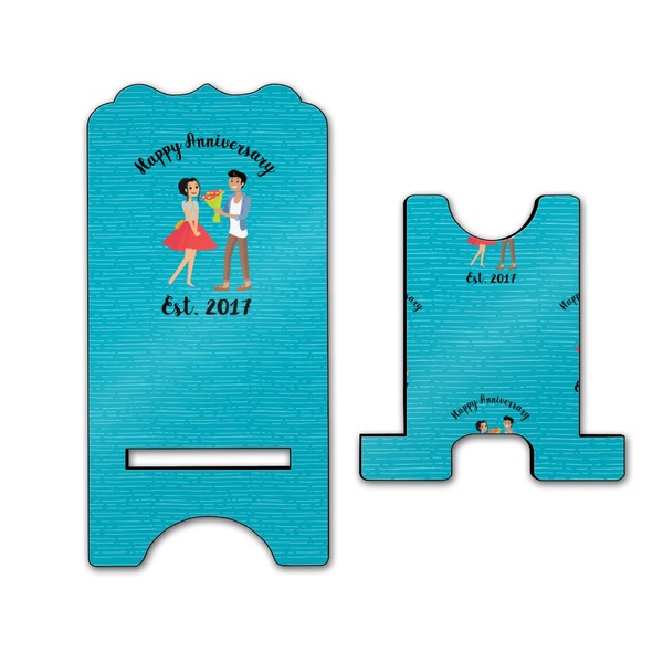 Happy Anniversary Stylized Phone Stand - Front & Back - Large