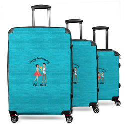 Happy Anniversary 3 Piece Luggage Set - 20" Carry On, 24" Medium Checked, 28" Large Checked (Personalized)