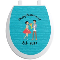 Happy Anniversary Toilet Seat Decal - Round (Personalized)