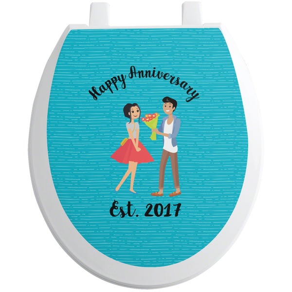 Custom Happy Anniversary Toilet Seat Decal - Round (Personalized)