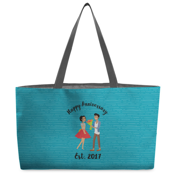 Custom Happy Anniversary Beach Totes Bag - w/ Black Handles (Personalized)