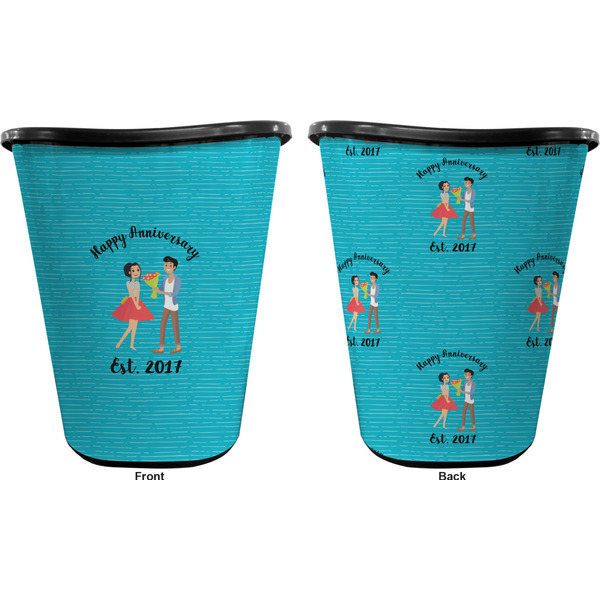 Happy Anniversary Trash Can Black - Front and Back - Apvl