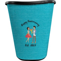 Happy Anniversary Waste Basket - Single Sided (Black) (Personalized)