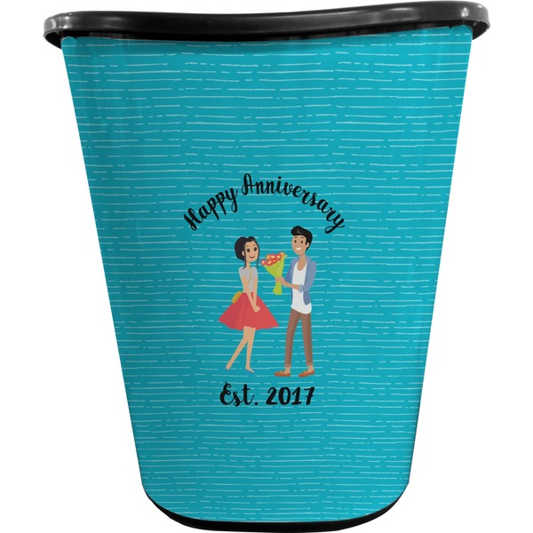 Custom Happy Anniversary Waste Basket - Double Sided (Black) (Personalized)