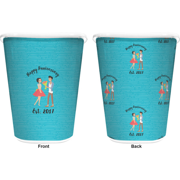 Happy Anniversary Trash Can White - Front and Back - Apvl