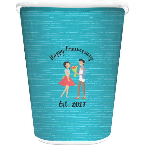 Custom Happy Anniversary Waste Basket - Double Sided (White) (Personalized)