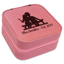 Happy Anniversary Travel Jewelry Boxes - Pink Leather (Personalized)