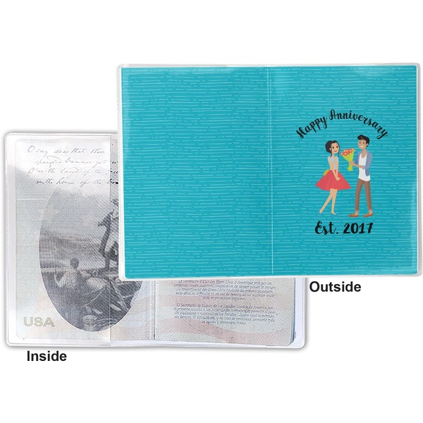 Happy Anniversary Vinyl Passport Holder - Flat Front and Back