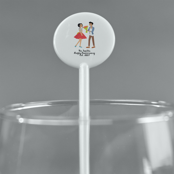 Happy Anniversary White Plastic 5.5" Stir Stick - Round - Main