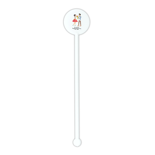 Happy Anniversary White Plastic 5.5" Stir Stick - Round - Single Stick